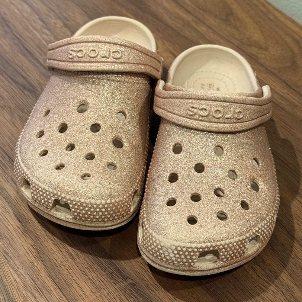Light Pink Glitter CROCS KIDS Size 11